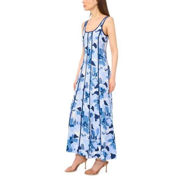 Womens MSK Sleeveless Floral Seam Down Linen Midi Dress