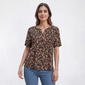 Womens Napa Valley Short Sleeve Floral Pleat Henley Blouse - image 1