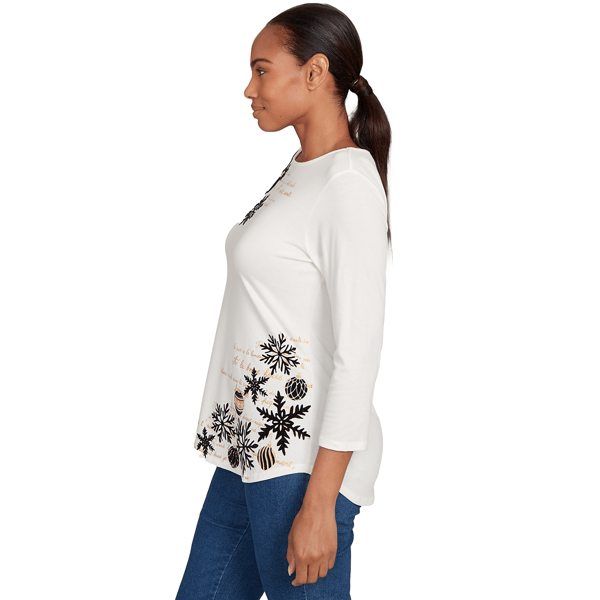 Petite Ruby Rd. Must Haves II Snowflake Script Tee