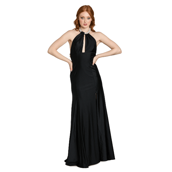 Juniors Morgan &amp; Co. Midnight Halter A-Line Dress