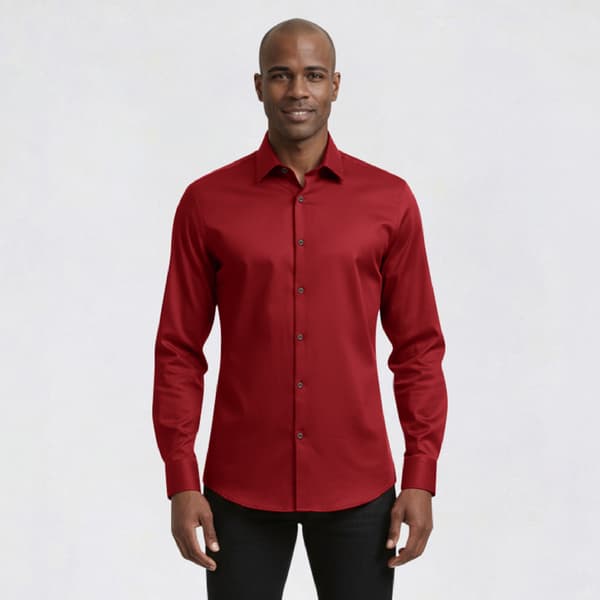 Mens Bill Blass Essentials Slim Fit Dress Shirt - Dried Berry