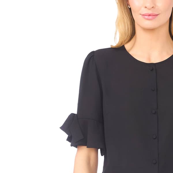 Womens Cece Short Flounce Sleeve Button Down Blouse