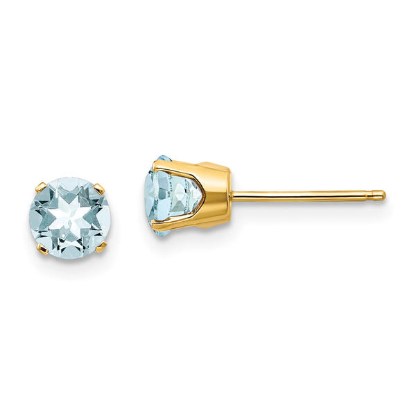Gemstone Classics&#40;tm&#41; Yellow Gold 5mm. Aquamarine Earrings - image 