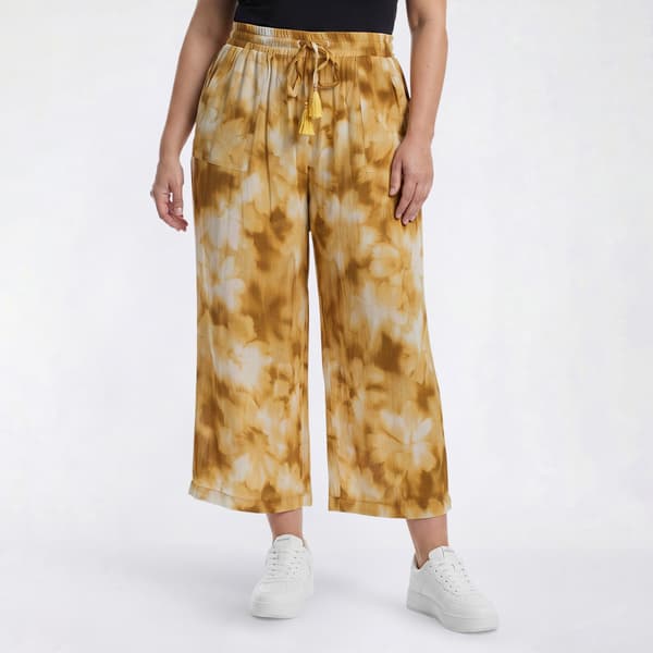 Plus Size Preswick & Moore(R) Blurred Floral Gauze Cropped Palazzo