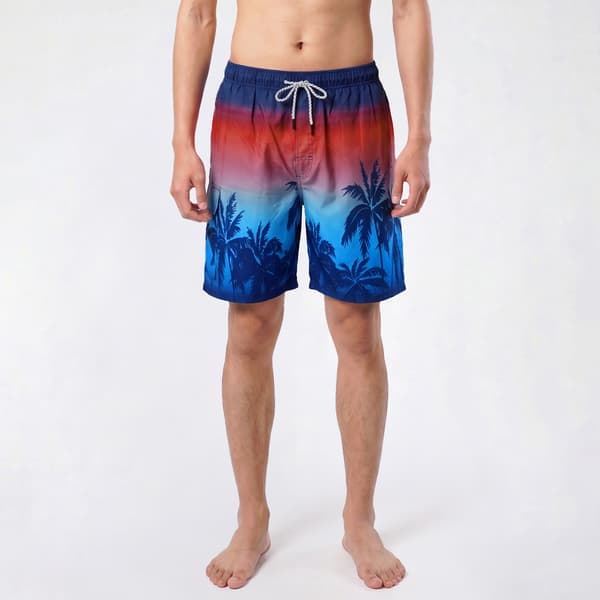 Young Mens SURFZONE(R) Ombre Palm Orange Swim Trunks - image 