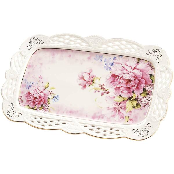 Home Essentials Floral 14x9 Pierced Tray - image 