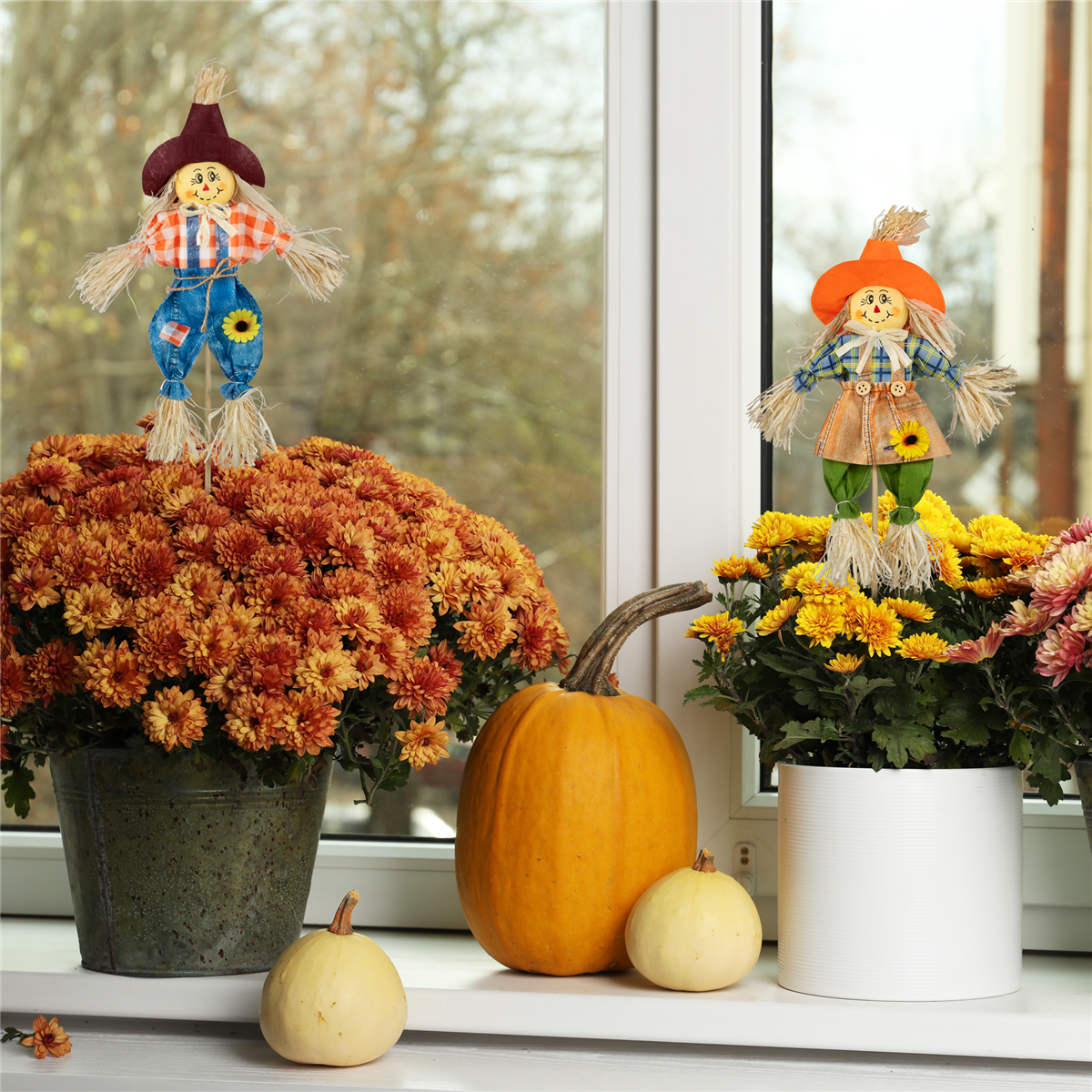 Northlight Boy & Girl Fall Harvest Scarecrow Picks - Set of 2