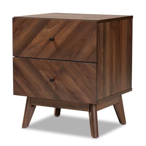 Baxton Studio Hartman Walnut Brown Wood 2-Drawer Nightstand - image 