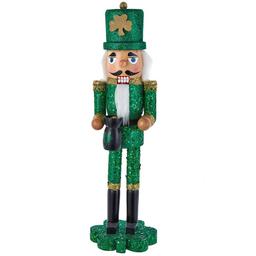 Kurt Adler 15in. Wooden Irish Nutcracker on Shamrock Base