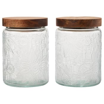 Sunflower embossed 2pc. 23.6oz. Glass Jars with Lids - Boscov's