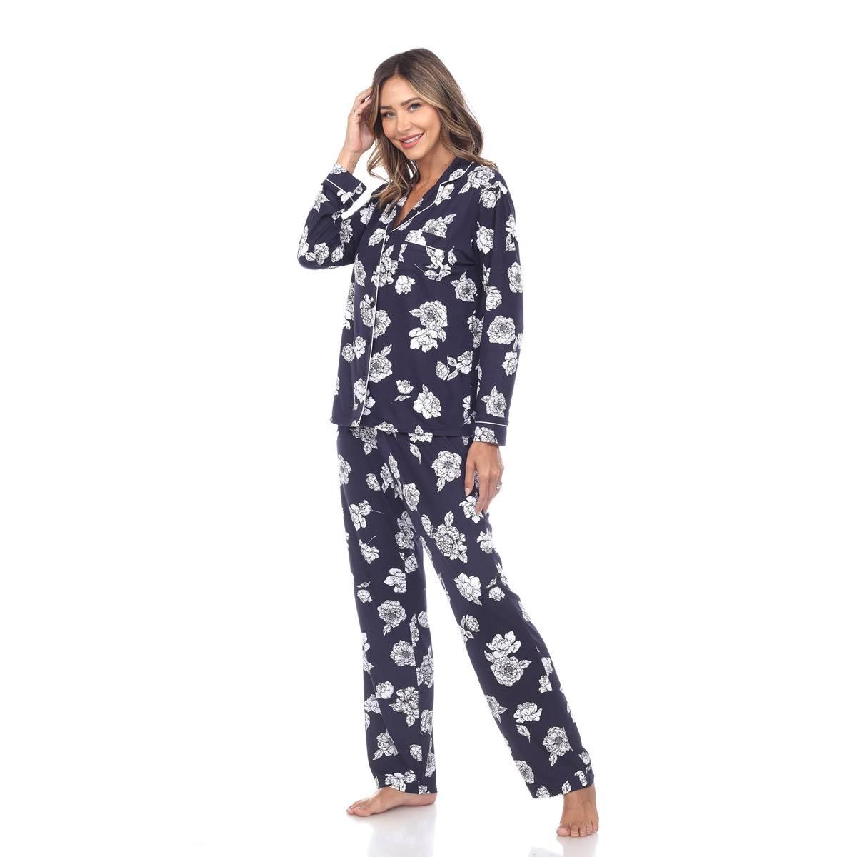 Womens White Mark 2pc. Long Sleeve Dotted Floral Pajama Set