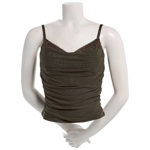 Juniors Madden Girl Mesh Lace Bustier Drape Neck Top