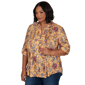 Plus Size Ruby Rd. Must Haves Roll Tab Sleeve Floral Vines Blouse - image 3