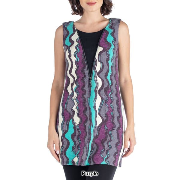 Womens 24/7 Comfort Apparel Modern Print Extra Long Tunic Top