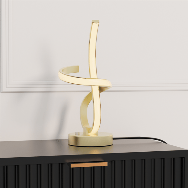 Infibrite Golden 16in. Swirl Touch Dimming LED Table Lamp