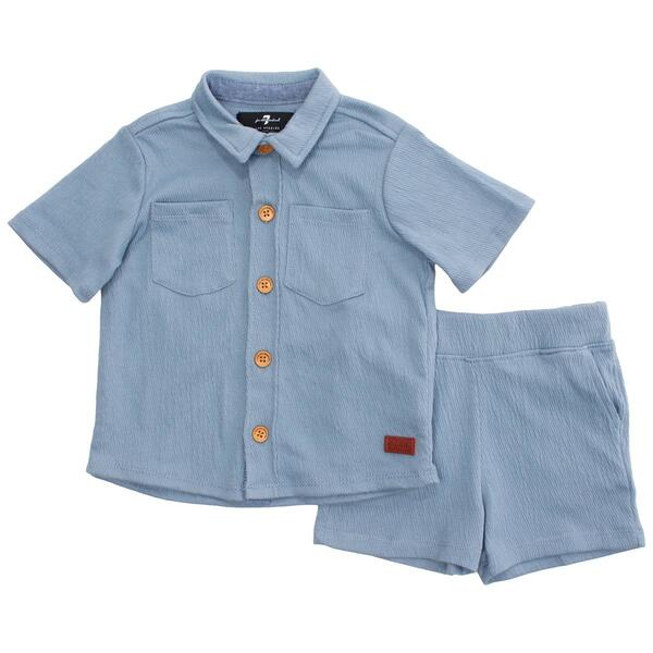 Baby Boy &#40;12-24M&#41; 7 For All Mankind&#40;R&#41; Button Down Top/Soft Shorts - image 