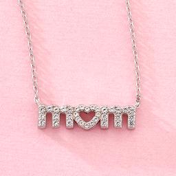 Gemstone Classics(tm) Lab Grown White Sapphire Mom Necklace
