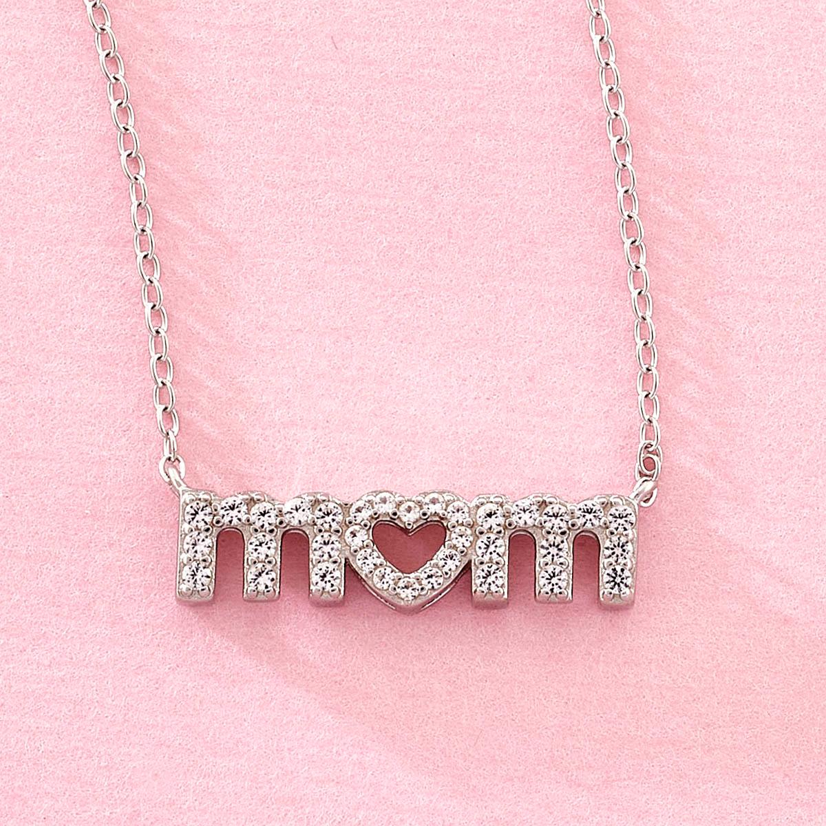 Gemstone Classics(tm) Lab Grown White Sapphire Mom Necklace