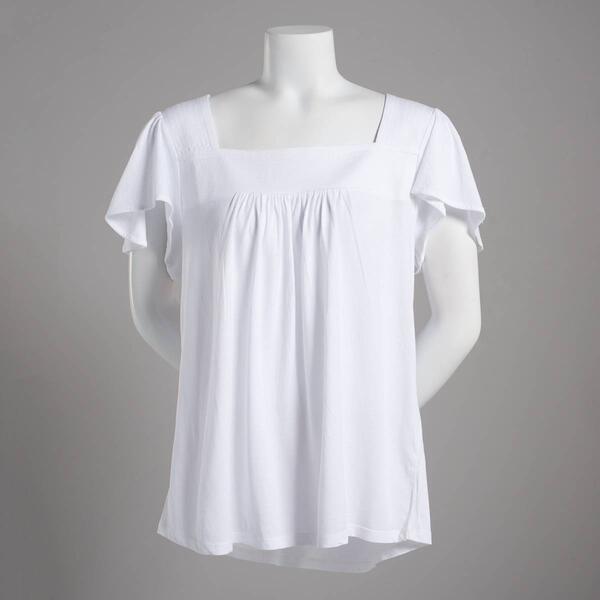 Plus Size Preswick & Moore Flutter Sleeve Square Neck Tee - image 