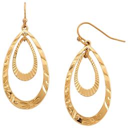 Design Collection Gold Plated Double Oval Drop Earrings