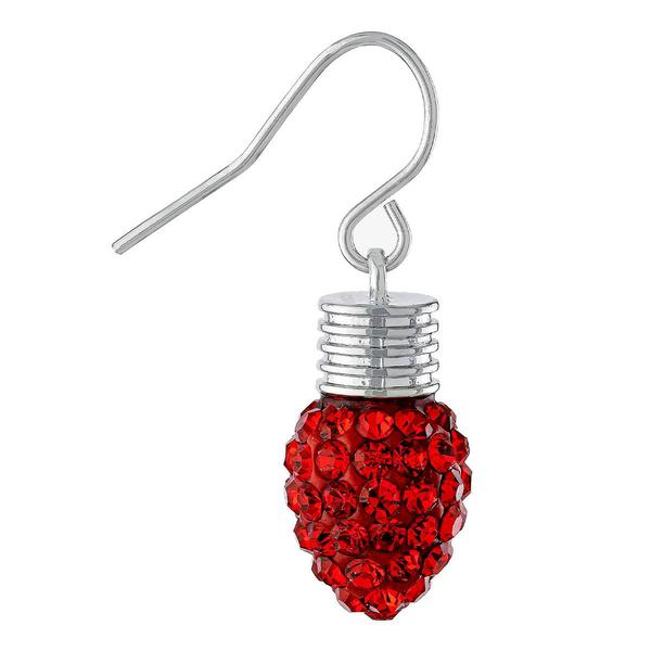 Athra Red Crystal Christmas Light Bulb Drop Earrings