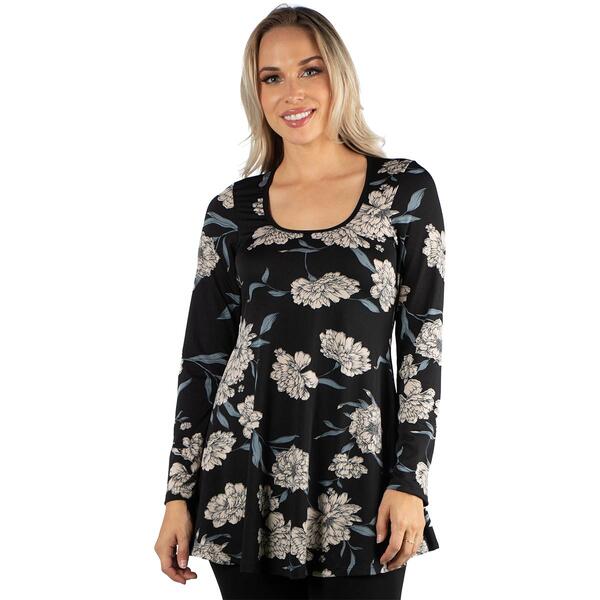 Womens 24/7 Comfort Apparel Floral Swing Style Flared Top - image 
