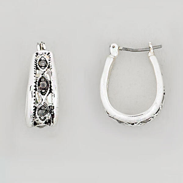 Roman Silver-Tone Small Hoop Earrings - image 