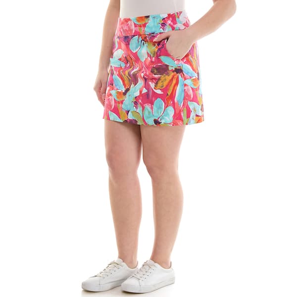 Womens Zac & Rachel Pull On Print Millennium Skort-Beet/Orange