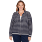 Plus Size Ruby Rd. Jetsetter Stripe Stitch Knit Bomber Jacket - image 1