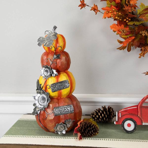 Northlight Seasonal 18.25in. Pumpkins "Happy Harvest" Statue