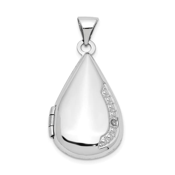 Gold Classics&#40;tm&#41; 14kt. White Gold 21mm Teardrop Diamond Set Locket - image 