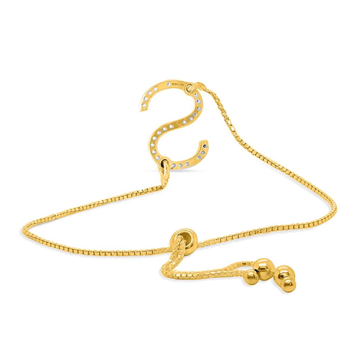 Nova Star® Gold-Plated 1/10ctw. Lab-Grown Diamond S Bolo Bracelet