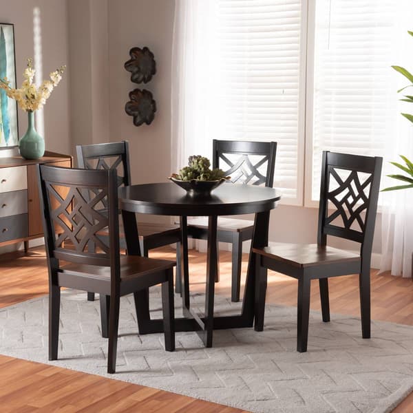 Baxton Studio Brava Two-Tone Dark Brown Wood 5pc. Dining Set