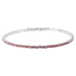 Athra Fine Silver Plated & Light Pink Crystal Coil Bracelet