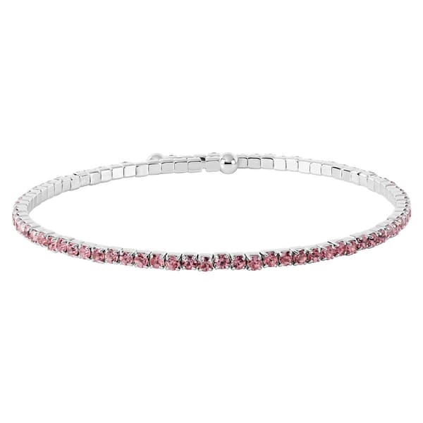 Athra Fine Silver Plated & Light Pink Crystal Coil Bracelet - image 