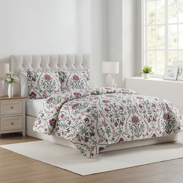 VCNY Home Province 3pc. Coco Floral Damask Printed Quilt Set