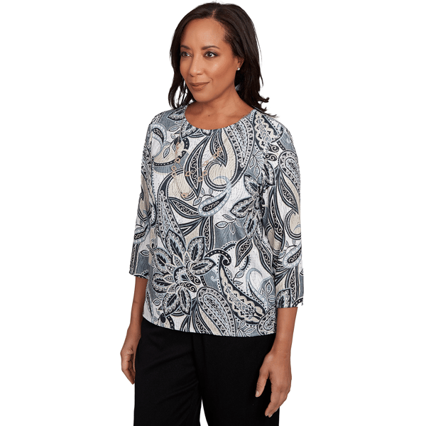 Womens Alfred Dunner Santa Barbara Reversible Paisley Blouse