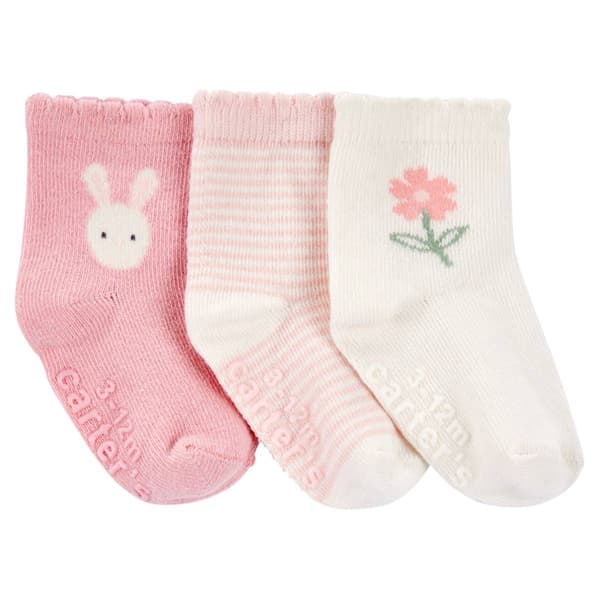 Baby Girl (NB-12M) Carter''s(R) 3pr. Bunny/Stripe/Floral Booties - image 