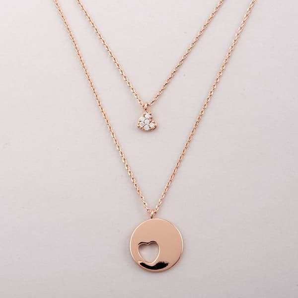 Duo Pave Heart Mother & Daughter Inspirational Pendant - image 