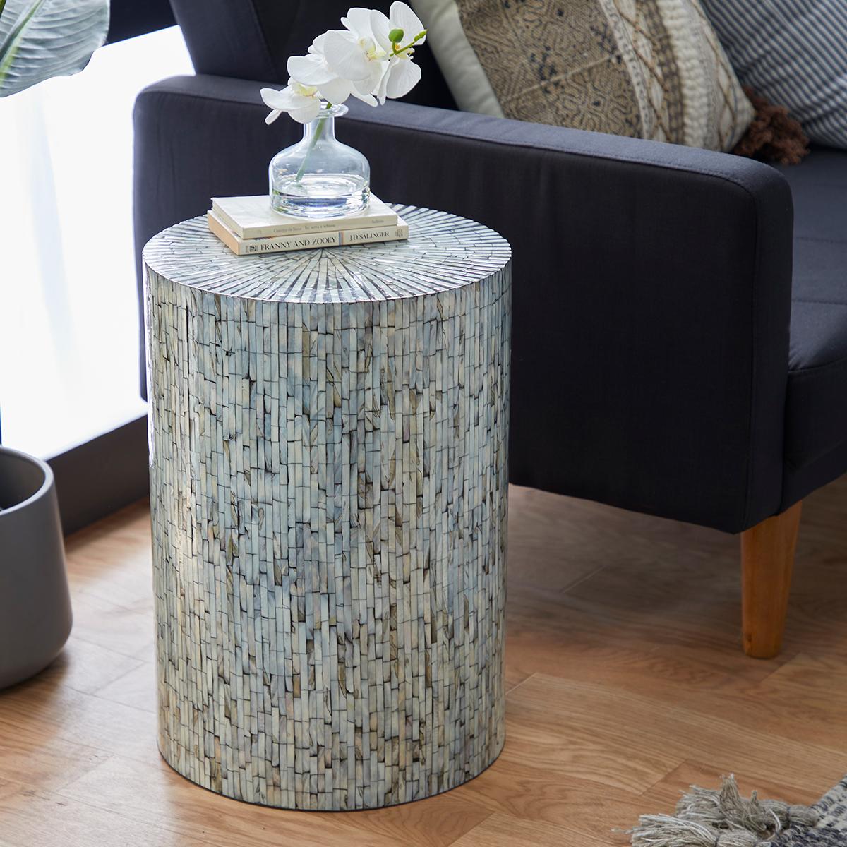 9th & Pike® Multi Shell And Wood Contemporary Accent Table