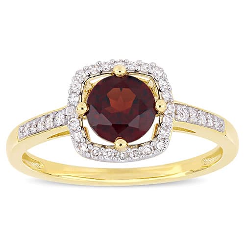 Gemstone Classics&#40;tm&#41; 10kt. Gold & Garnet Square Halo Ring - image 