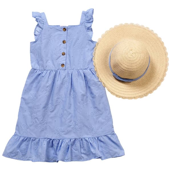 Girls (7-12) Little Lass(R) Flutter Sleeve Butterfly Dress with Hat