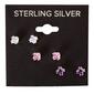 Sterling Silver Multi Cubic Zirconia Trio Stud Earrings - image 1