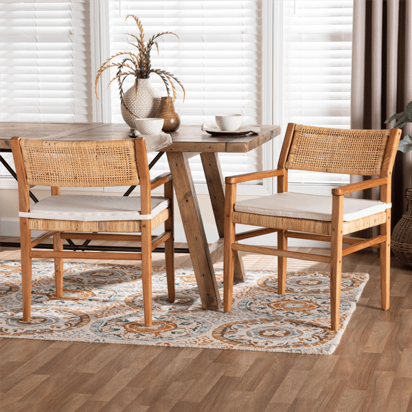bali & pari Chatura Mahogany Wood 2pc. Dining Armchair Set