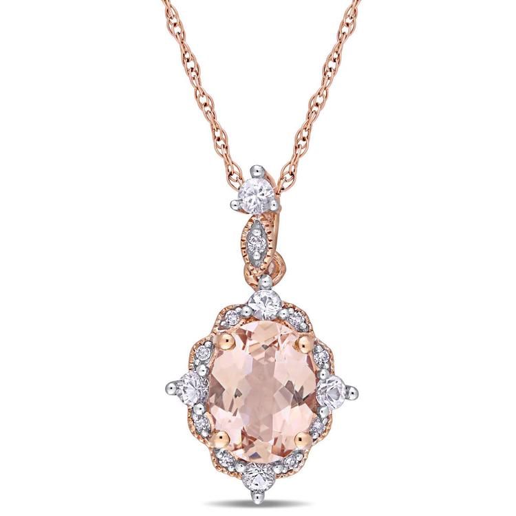 Gemstone Classics(tm) 10kt. Rose Gold Vintage Drop Necklace