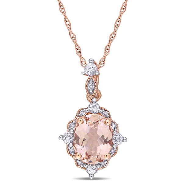 Gemstone Classics&#40;tm&#41; 10kt. Rose Gold Vintage Drop Necklace - image 