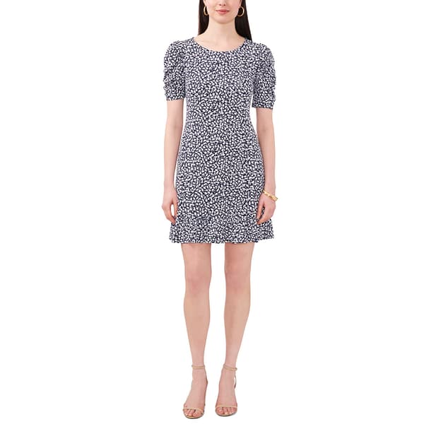 Womens MSK Puff Sleeve Print Ity A-Line Dress