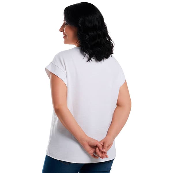 Plus Size Cocomo Short Sleeve Airflow Studded Palm Tree Blouse