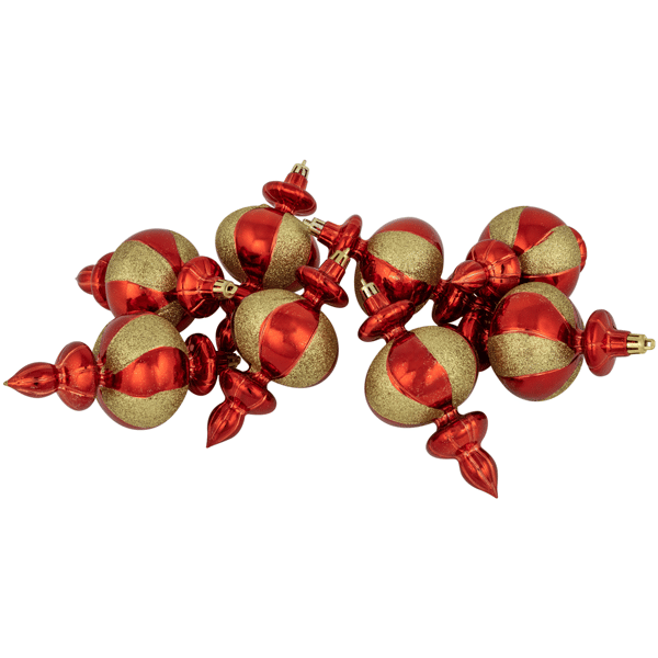 Northlight 8ct. Red & Gold Finial Christmas Ornaments - image 