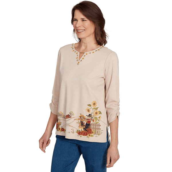 Womens Alfred Dunner Classics Keyhole Neck Scarecrow Blouse